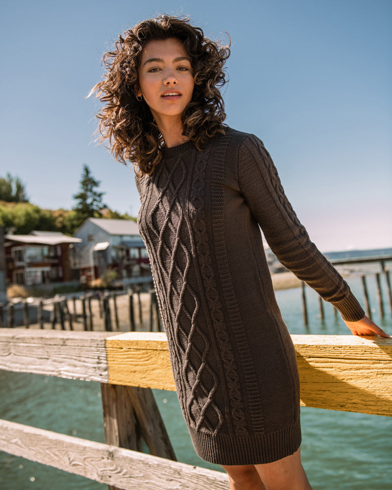 Recycled Cotton Cable Sweater Dress | United By Blue Recycled Cotton Cable Sweater Dress | United By Blue