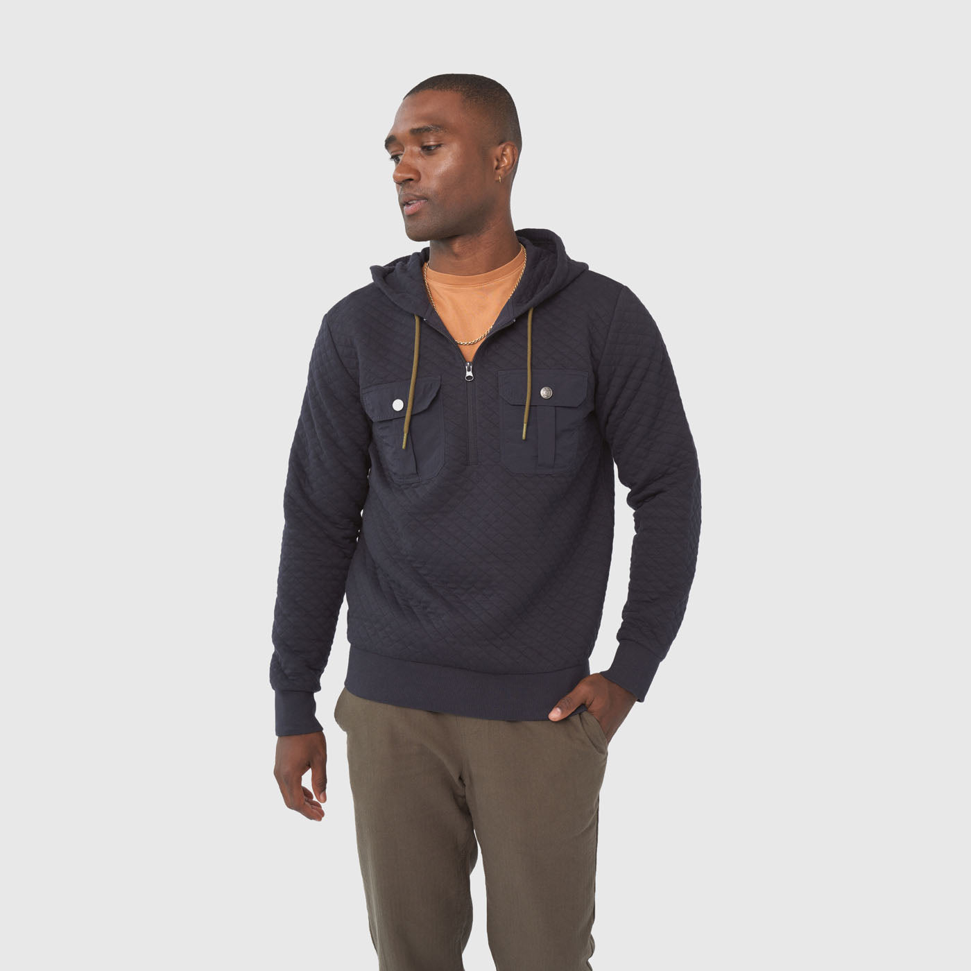 Mens quilted hoodie sale