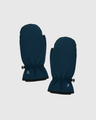 Navy THE EXTREME WEATHER 2 PACK WATERPROOF PLUSH LINED MITTEN AND KNIT GLOVE 2 PACK (Angle): Pair of dark teal mittens with elastic cuffs and toggle adjusters