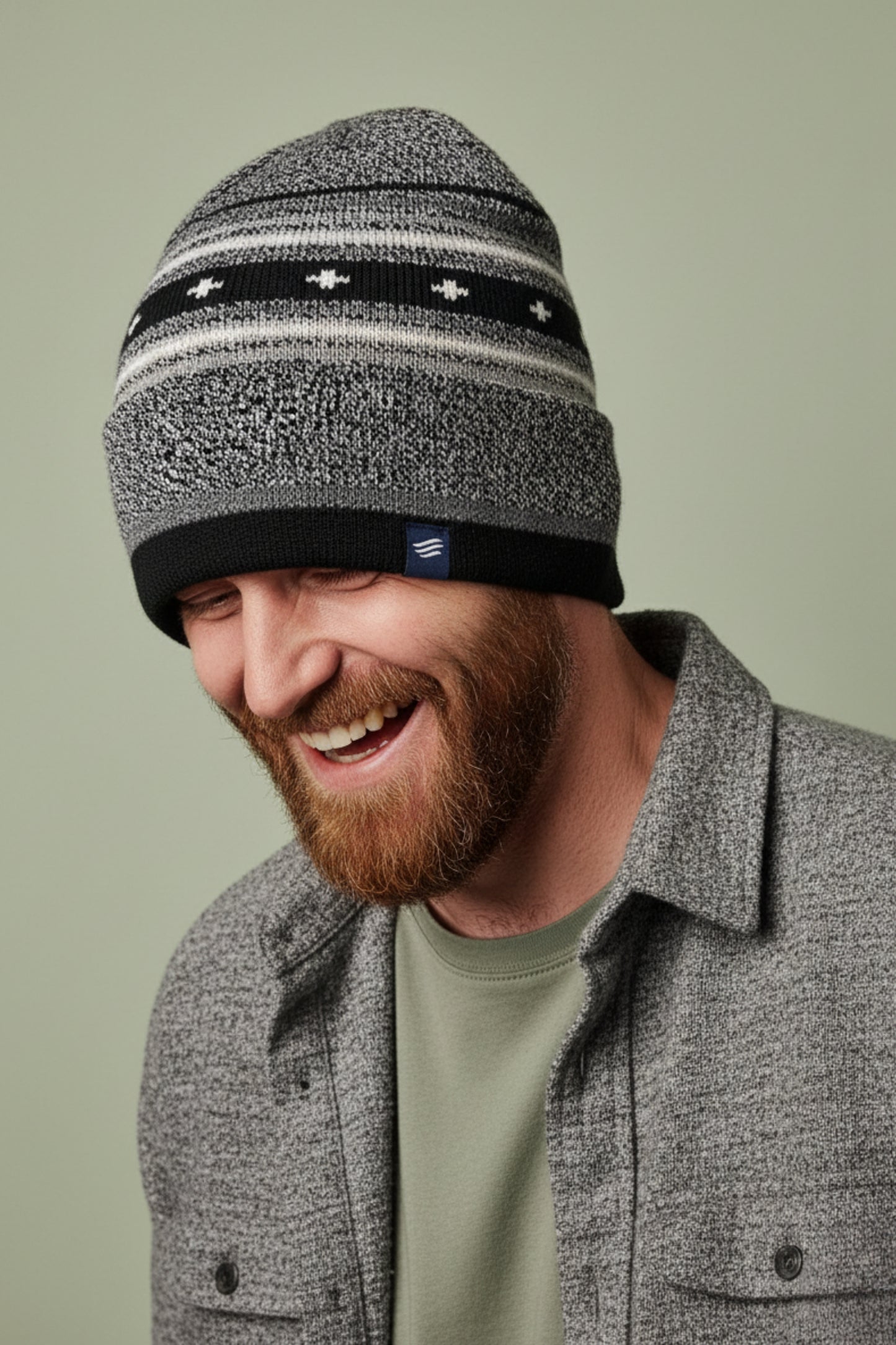 Merino Wool Slouchy Modern Fair Isle Beanie