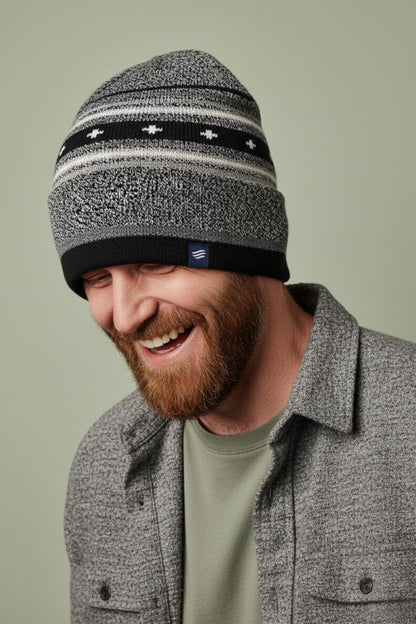Merino Wool Slouchy Modern Fair Isle Beanie