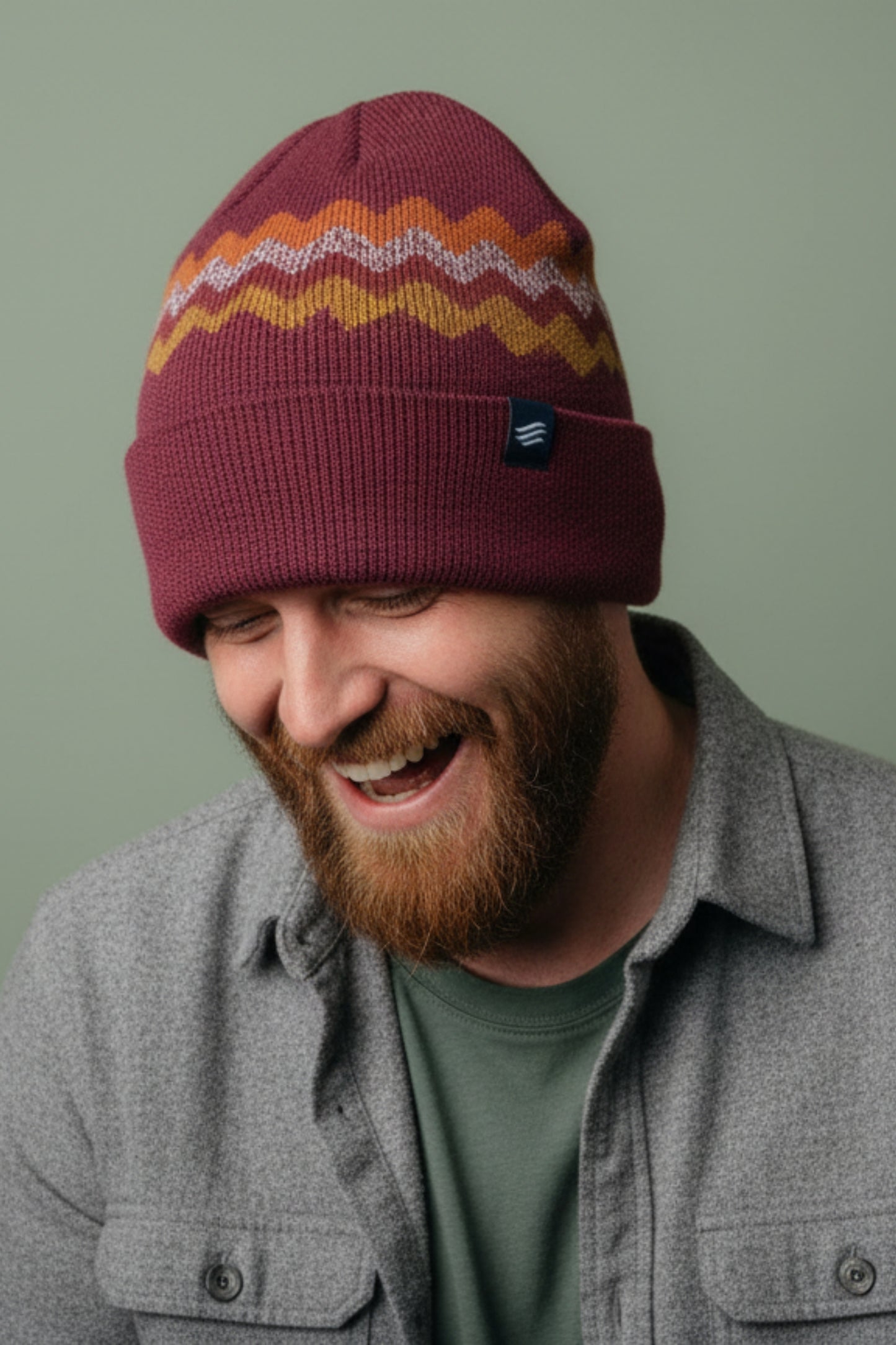 Merino Wool Mountain Scape Knit Beanie