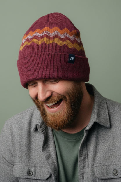 Merino Wool Mountain Scape Knit Beanie
