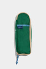 Pine The Utensil Pack - Perfect for Packed Lunches (Front): Green canvas case with tan trim, blue handle, and zipper pull