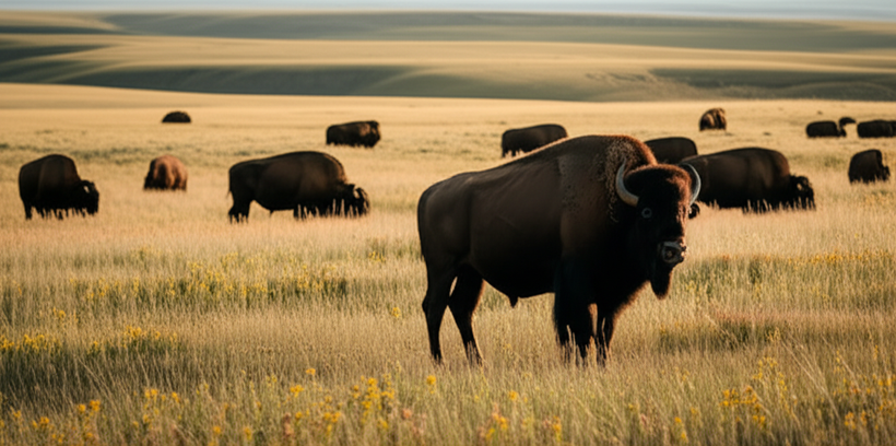 American bison in their natural habitat