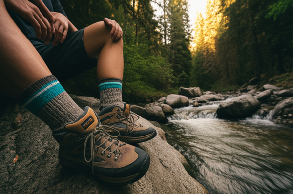 Bison wool socks in outdoor setting