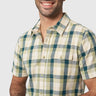 Chemise boutonnée à carreaux et manches courtes en chambray pour homme