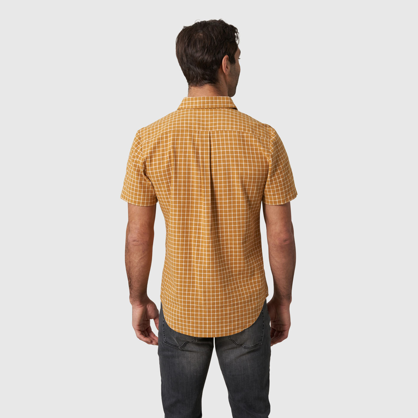 Camisa a cuadros de manga corta con botones y diseño de Chambray para todo el día para hombre