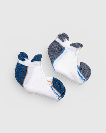 White Rayon From Bamboo - Athletic Low Cut Sock - 2 Pack (Detail): Folded white bamboo low-cut socks showing navy heel and orange trim