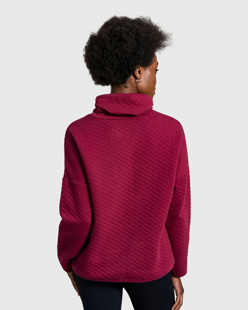 Quilted funnel neck pullover sale