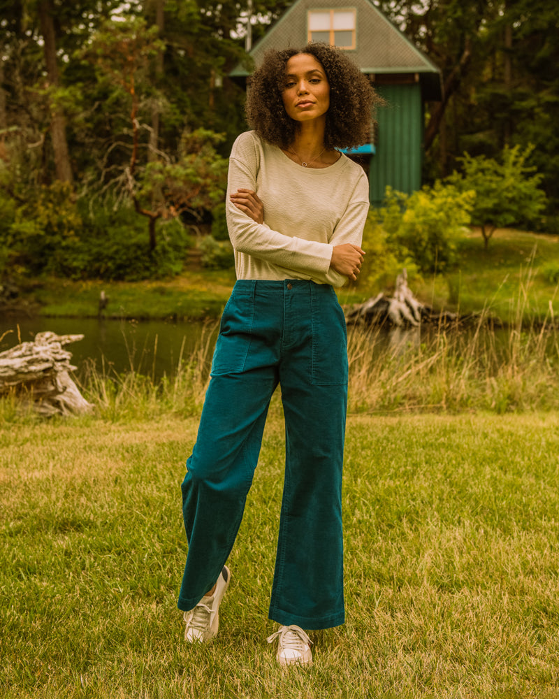 Green corduroy best sale wide leg pants