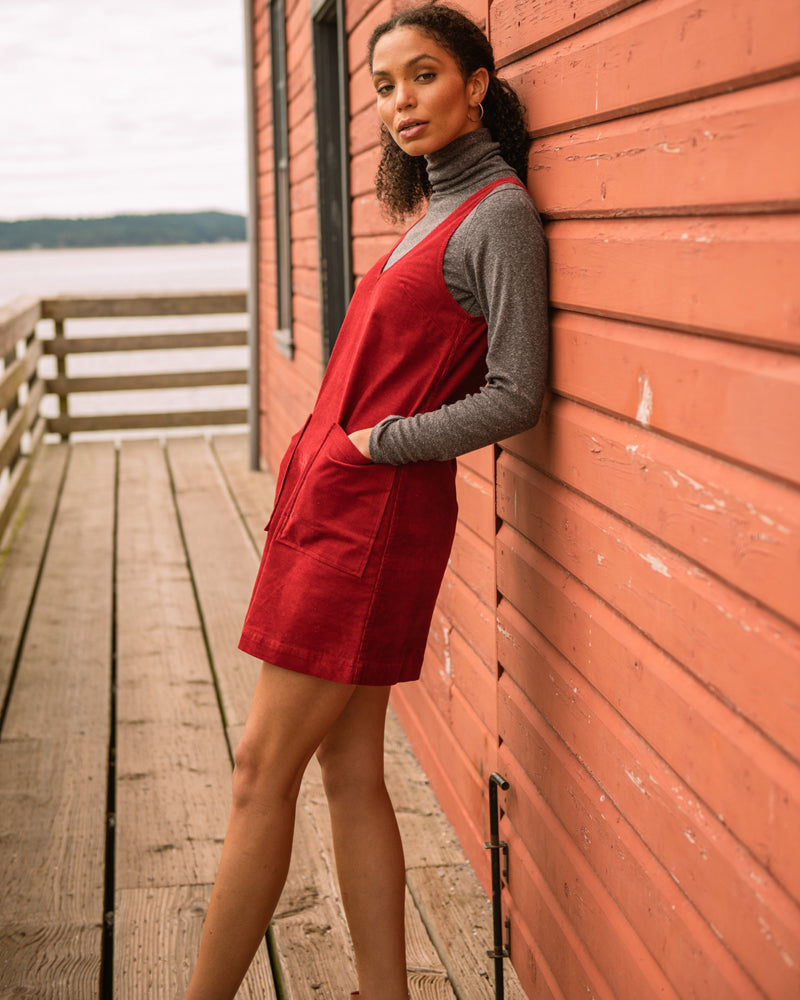 Red corduroy hot sale dress