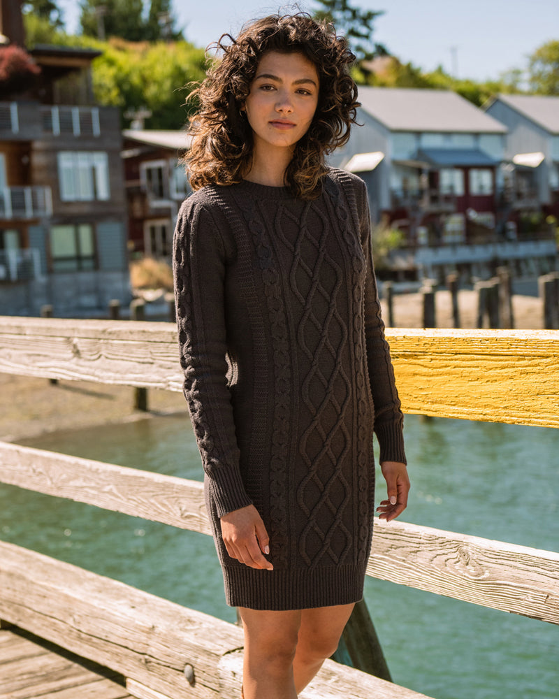 Recycled Cotton Cable Sweater Dress | United By Blue Recycled Cotton Cable Sweater Dress | United By Blue