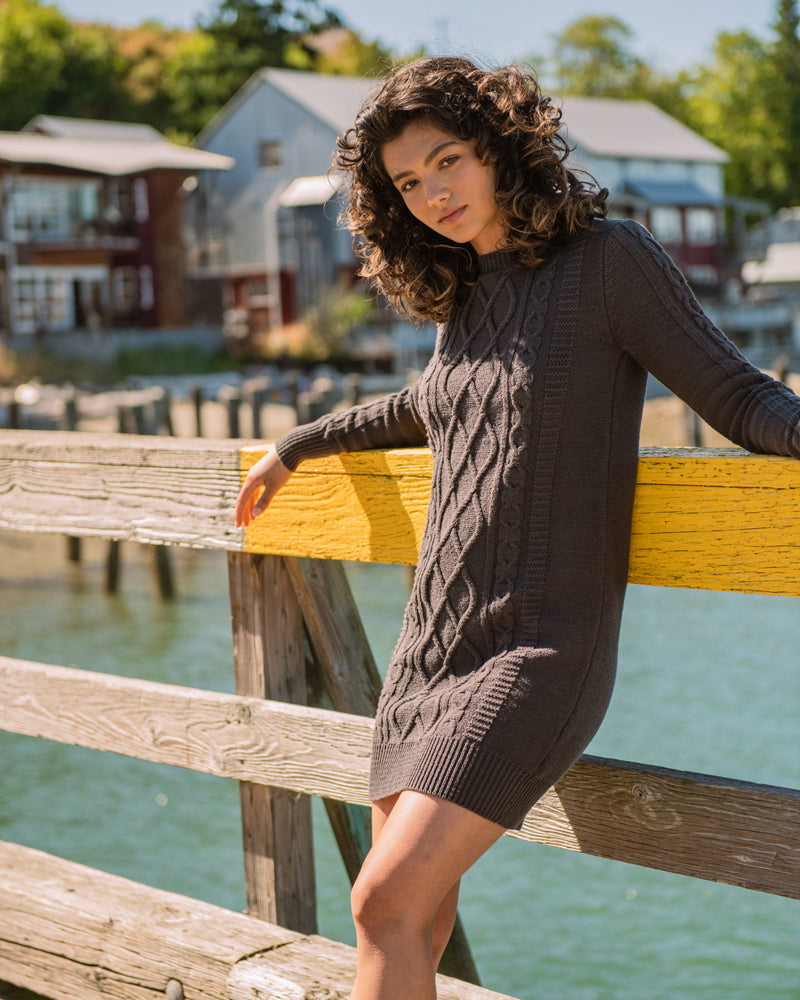 Recycled Cotton Cable Sweater Dress | United By Blue Recycled Cotton Cable Sweater Dress | United By Blue