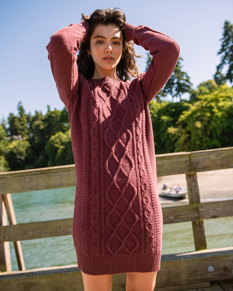 Recycled Cotton Cable Sweater Dress | United By Blue Recycled Cotton Cable Sweater Dress | United By Blue