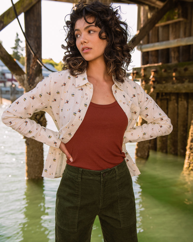 Pantalon Large Femme En Velours Côtelé - Taille Haute, Coupe-vent, Décontracté Business, Bleu - 6