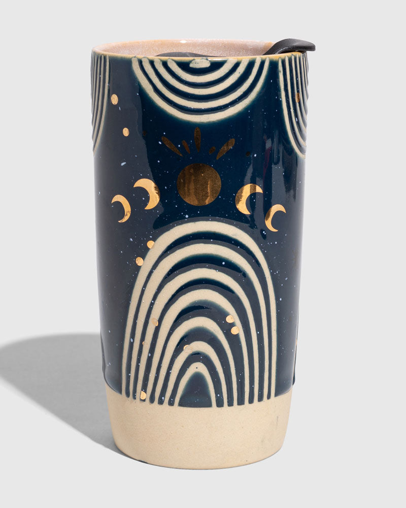 10 ounce travel coffee mug 10 oz. Insulated Stoneware Travel Mug Nightfall Blue