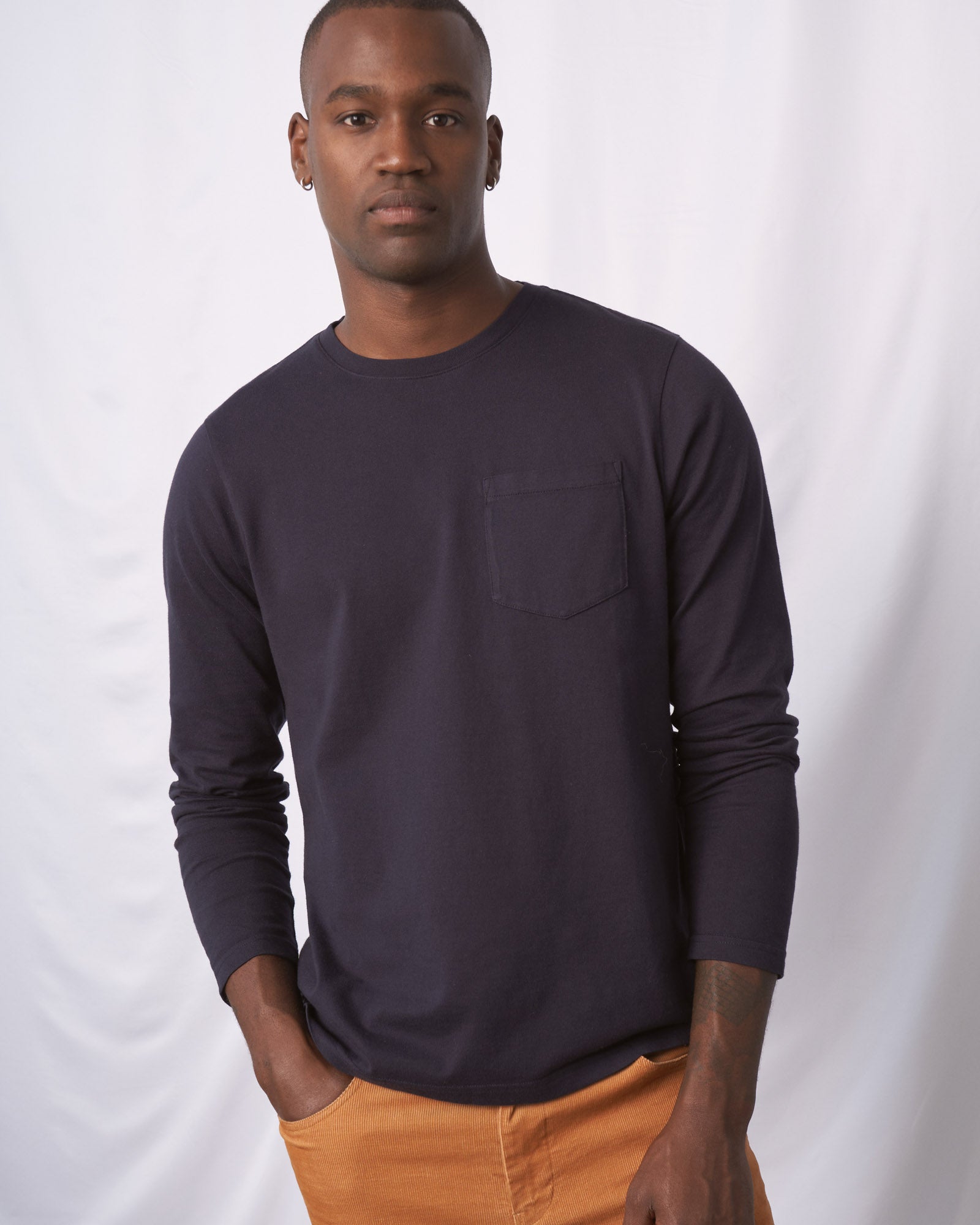 Black long sleeve shirt with clearance pocket