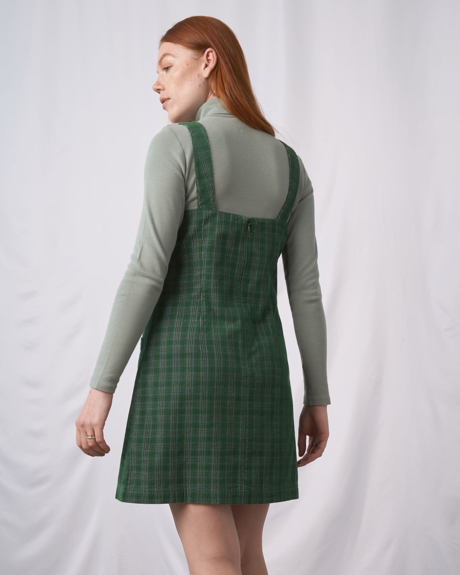 Check corduroy pinafore dress online